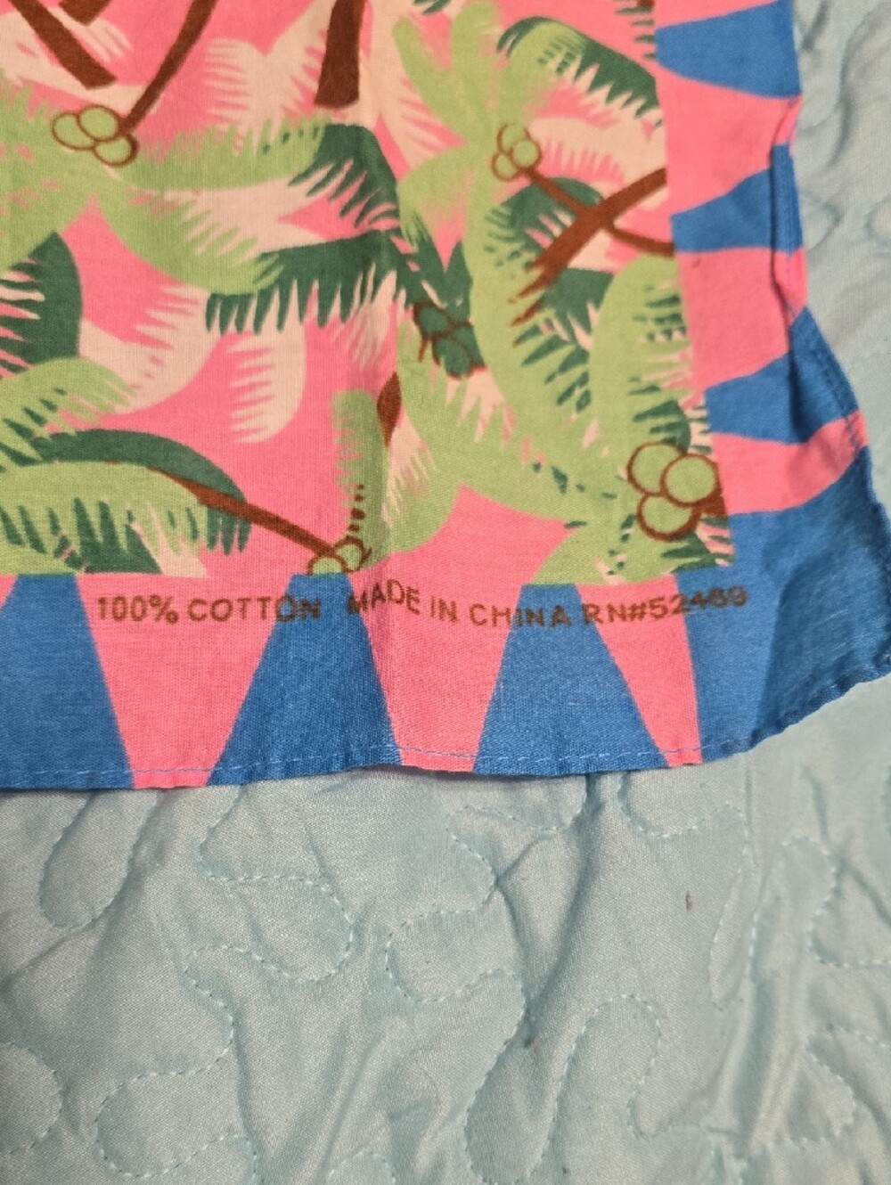 Tropical Palm Print Square Scarf - Pink, Green, Blue - Picture 2 of 3